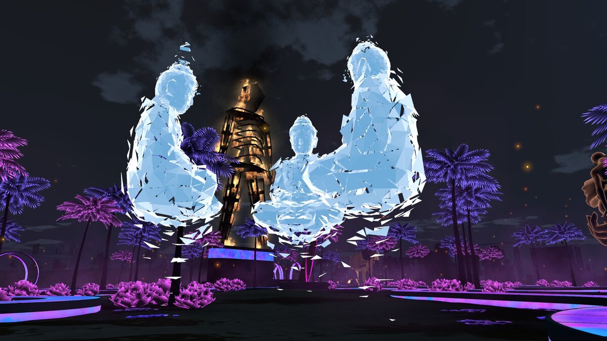 Tampilan virtual reality dalam preview acara Burning Man 2020